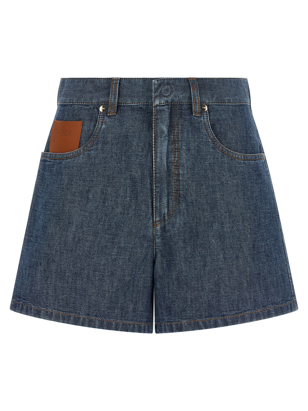 Fendi Chambray Denim Shorts Bermuda e Short - Blu | 654561da4768dcdc4f7828b5fe07901eb24e526f