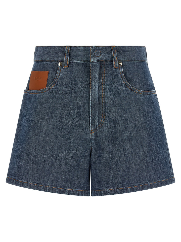 Fendi Chambray Denim Shorts Bermuda e Short - Blu | 654561da4768dcdc4f7828b5fe07901eb24e526f