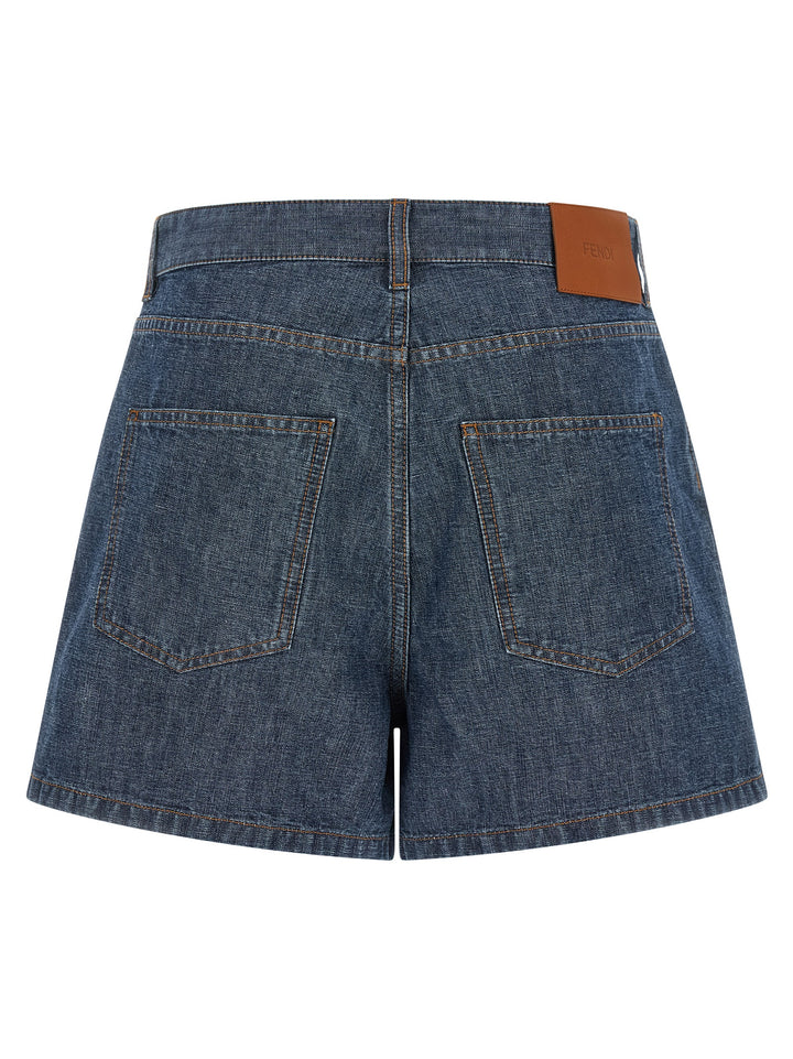 Fendi Chambray Denim Shorts Bermuda e Short - Blu | eed2e8670a176036577e9ac6aebc66e538f93983