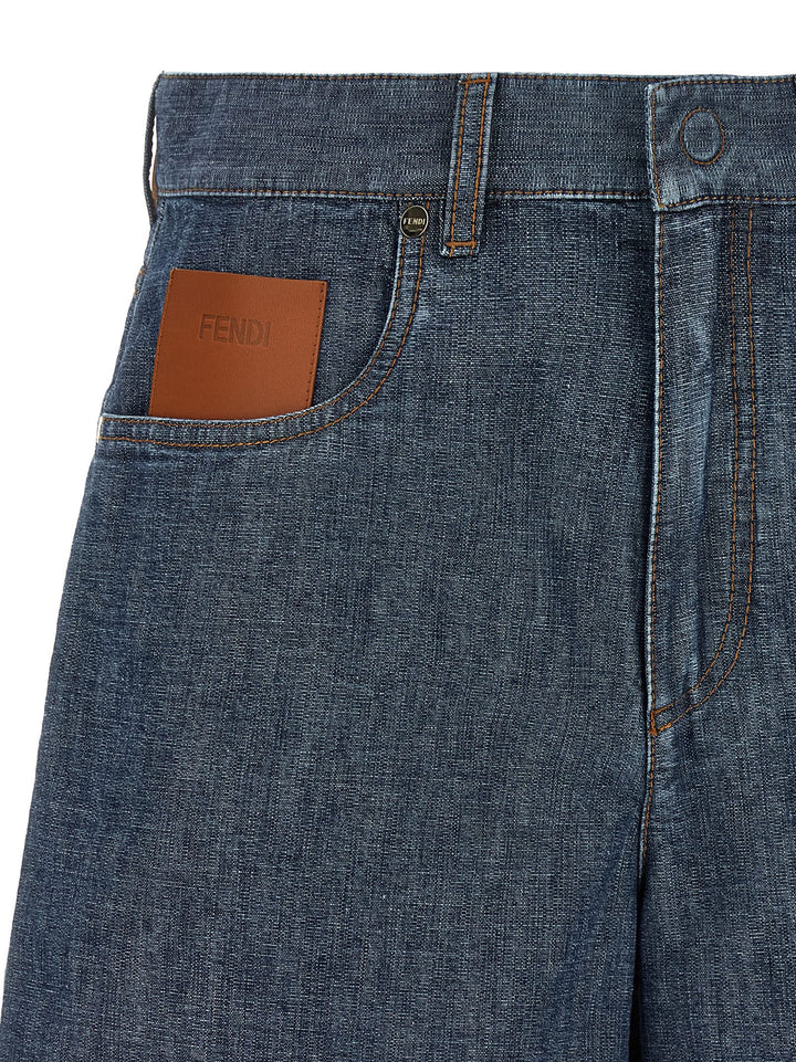 Fendi Chambray Denim Shorts Bermuda e Short - Blu | 7d2be9ee4acce1f6844dc735f001fefeab4966c1