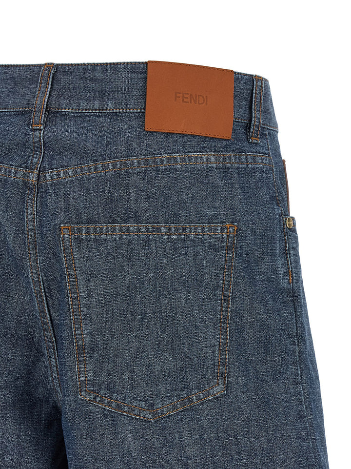 Fendi Chambray Denim Shorts Bermuda e Short - Blu | b9d7e81811b4561e49b65b6ffc8095ae724ef53c