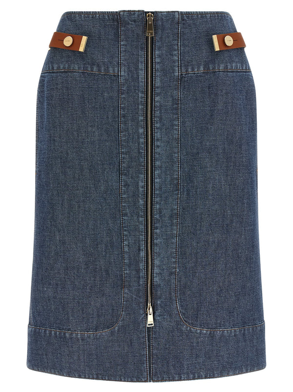 Chambray Denim Skirt Gonne Blu