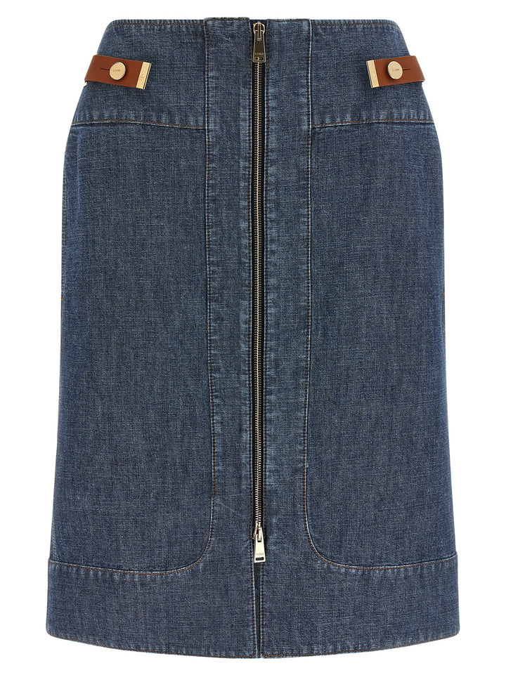 Fendi Chambray Denim Skirt Gonne - Blu | 00c0a9a602c9e14e1d7af6e018718944448e373c