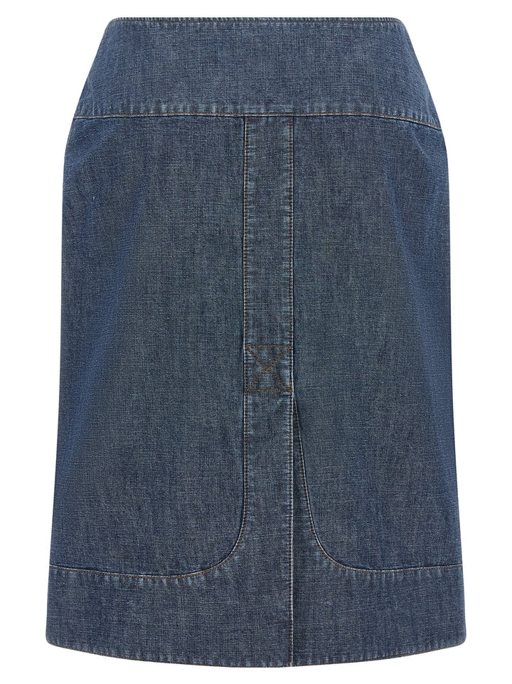 Fendi Chambray Denim Skirt Gonne - Blu | eebeea4481e424b39a267ce1a2da1fa1dbcc7574