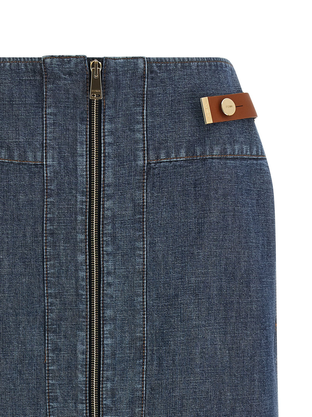Fendi Chambray Denim Skirt Gonne - Blu | 43a3572a91ec7aa5d060f7c97ba879293fafec2f