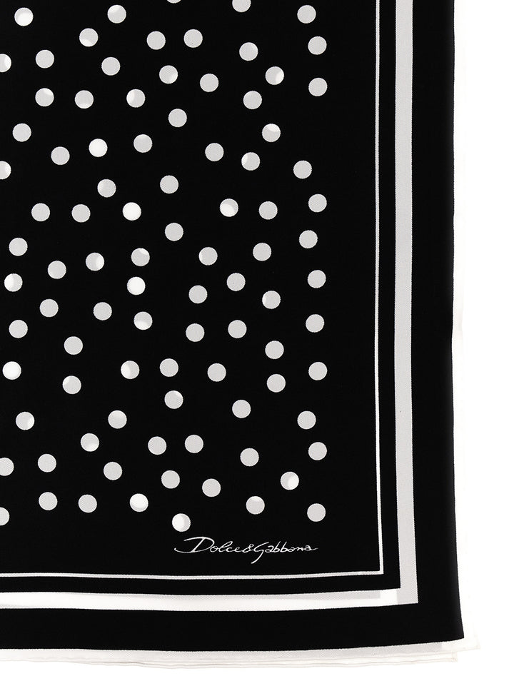 Dolce & Gabbana Polka Dot Scarf Sciarpe - Bianco/Nero | b9577604c47f80460cac52355b801d593506bc4c