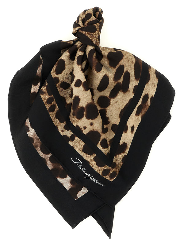 Leopard-Print Scarf Sciarpe Marrone