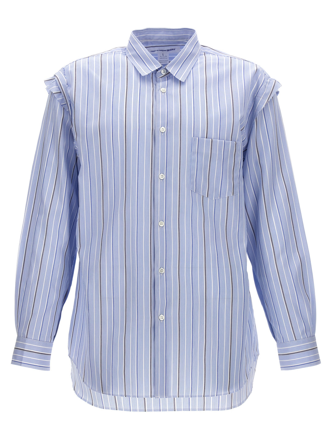 Comme Des GarçOns Shirt Unfinished Striped Shirt Camicie - Celeste | a83340535176372ab6f0dc17258a6c07e817aa2b