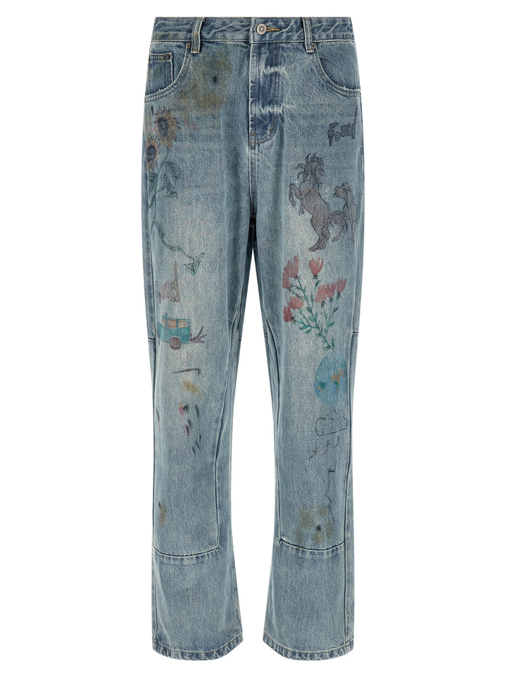 Found Hand Art Jeans - Blu | 6be423907e638116bc7d721a090cac1bfbeff779