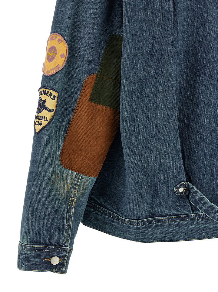 Found Patchwork Puffer Jackets - Blu | dcfa24b23f1cc5640d1d3fd14f95601b6ec02347