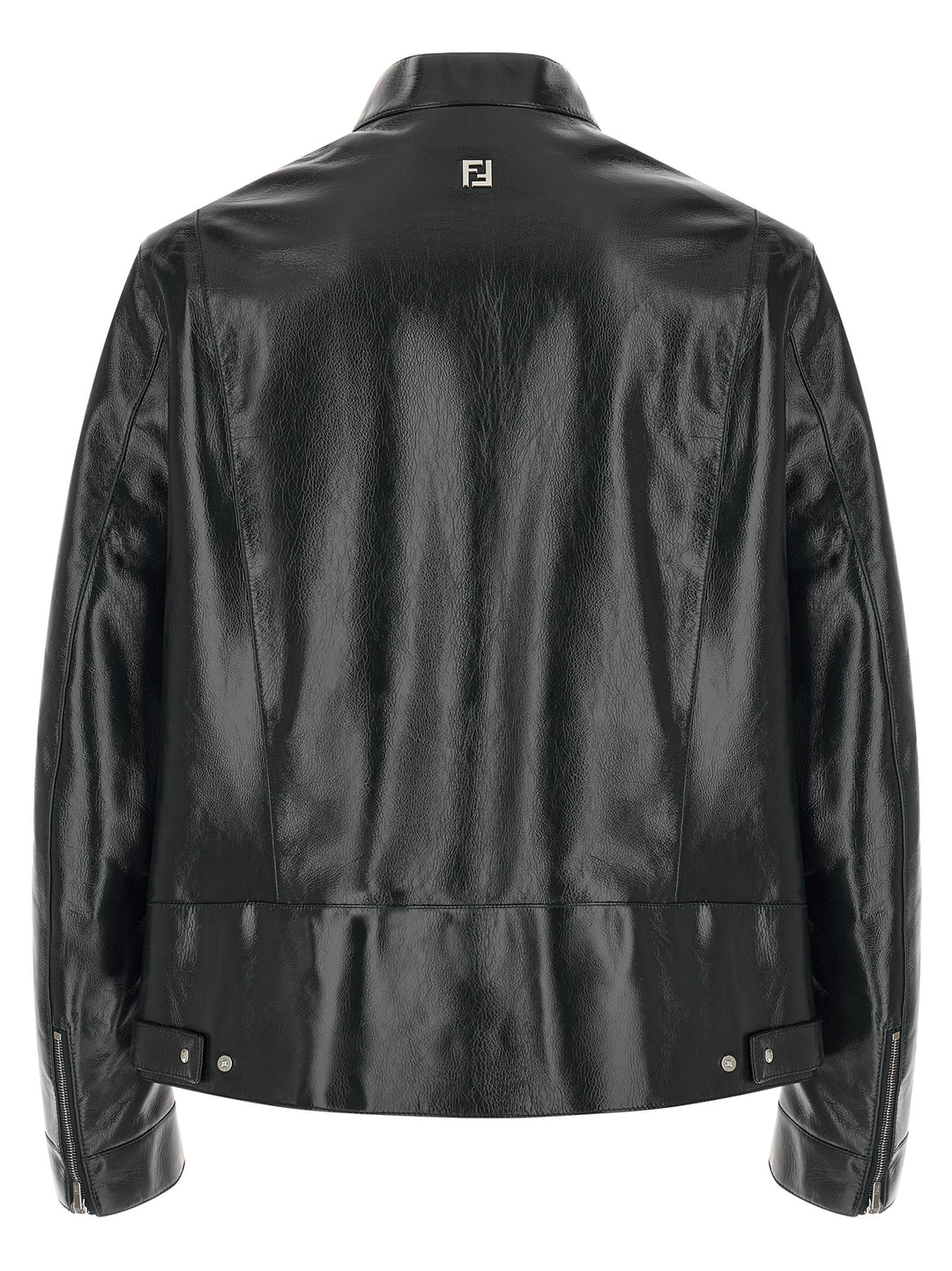 Fendi Lacquered Leather Blouson Puffer Jackets - Blu | 740b32bb6cb98fdbf81bd1e21100196c3775d2bc