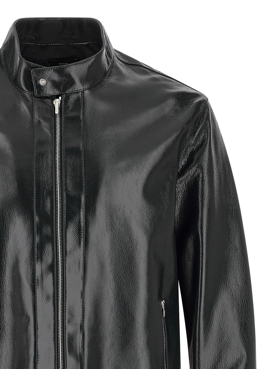 Fendi Lacquered Leather Blouson Puffer Jackets - Blu | f023fc30900c425fe51e4c7d59d188622809dce9