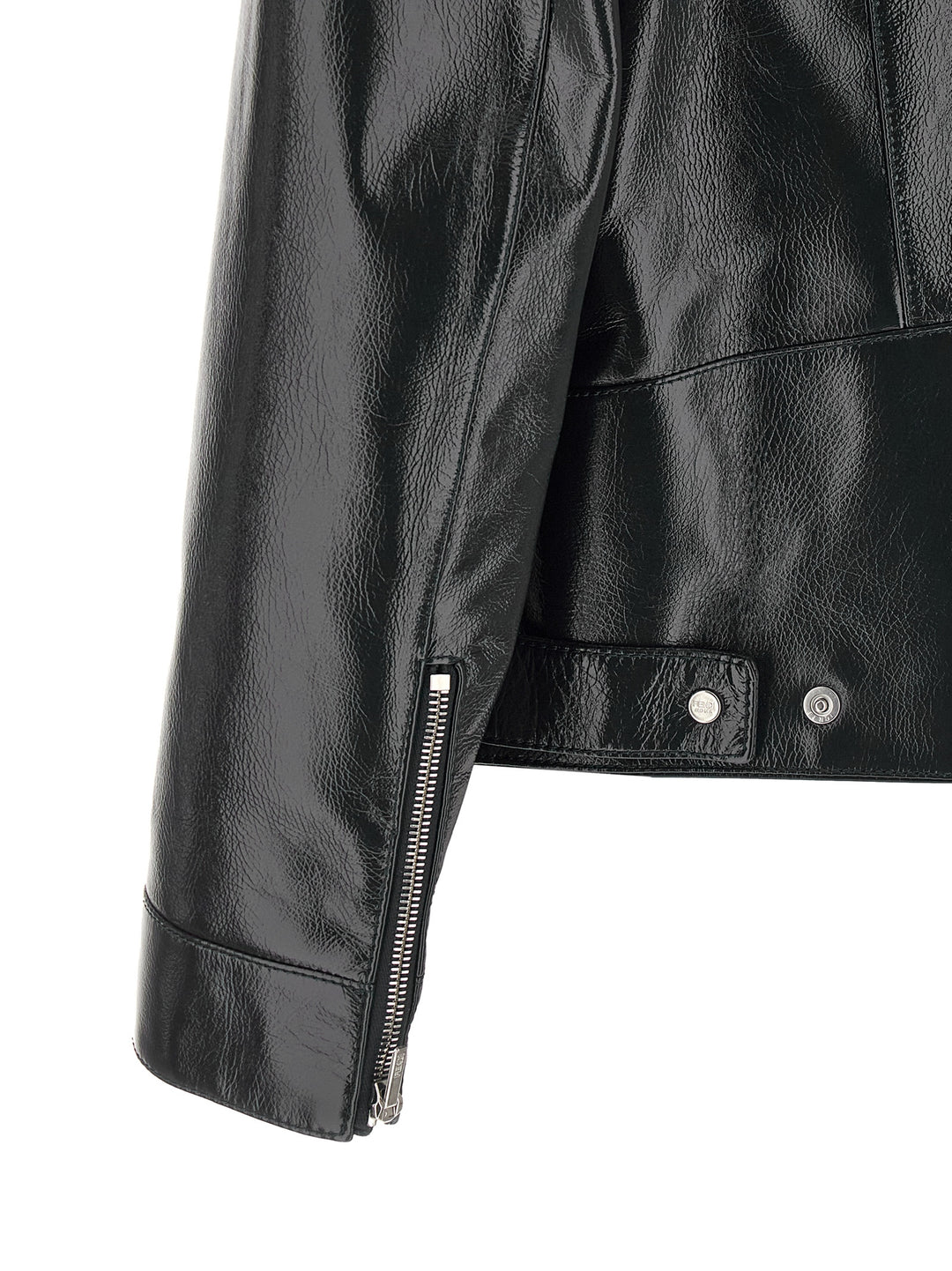 Fendi Lacquered Leather Blouson Puffer Jackets - Blu | 72bf31e140169275f217fcea8c04a28290c108c9
