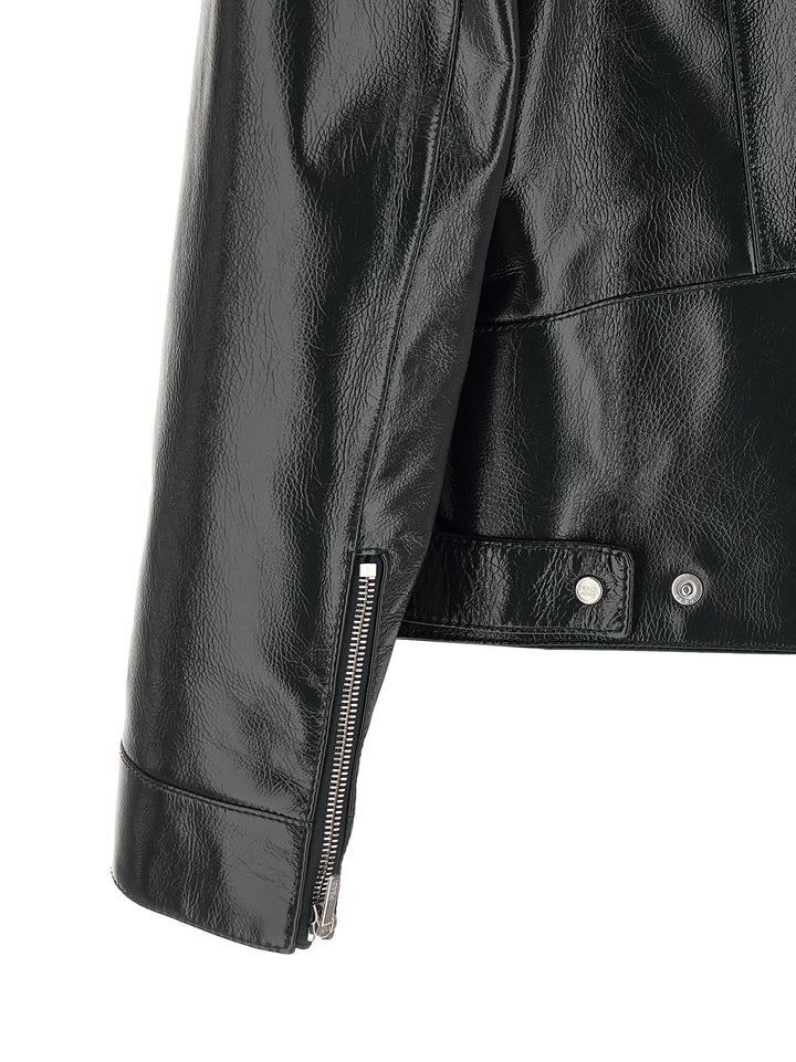Fendi Lacquered Leather Blouson Puffer Jackets - Blu | 72bf31e140169275f217fcea8c04a28290c108c9