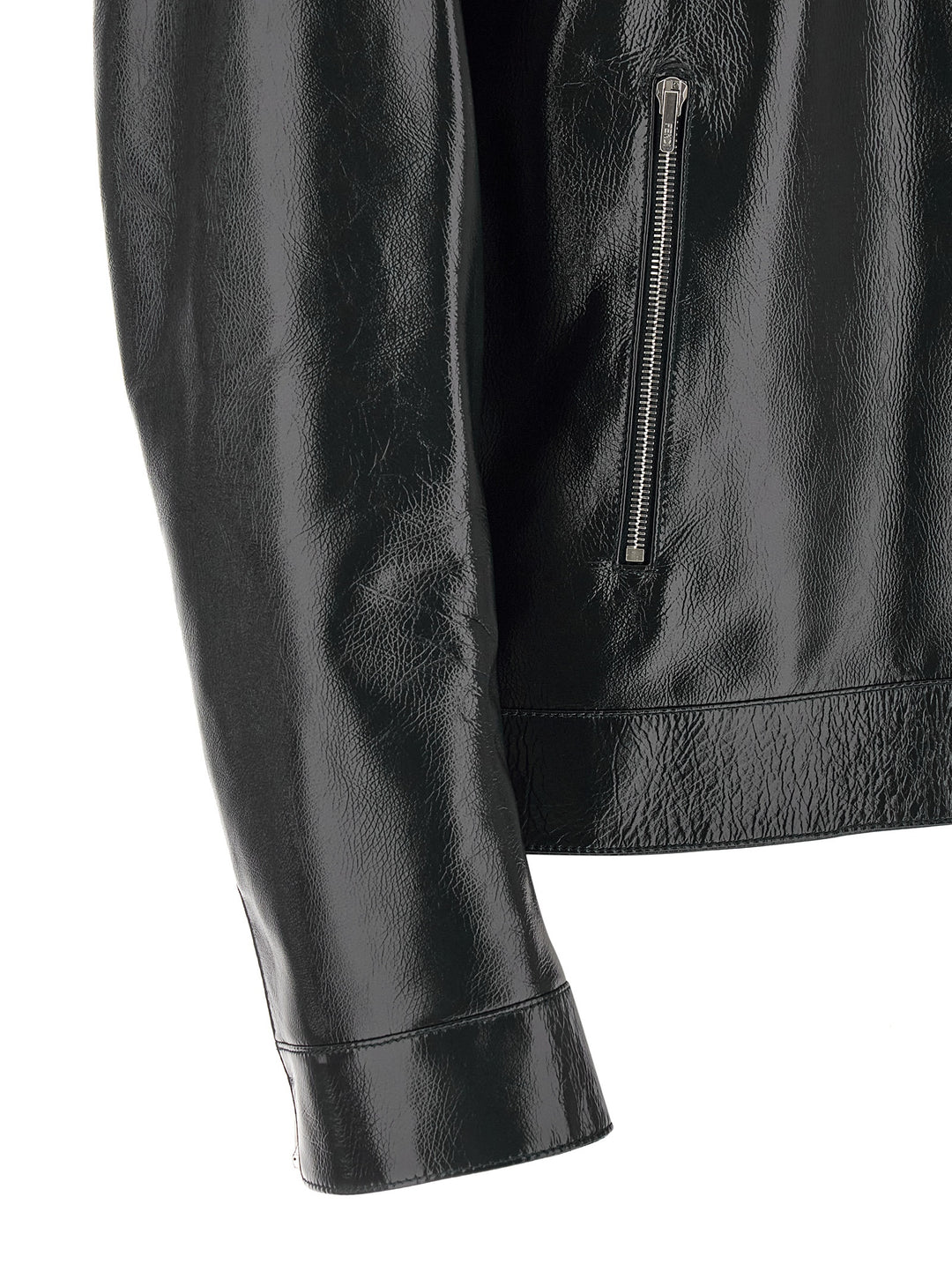 Fendi Lacquered Leather Blouson Puffer Jackets - Blu | 7a71ae86aa1bb277beb6319e063090aeae338c85
