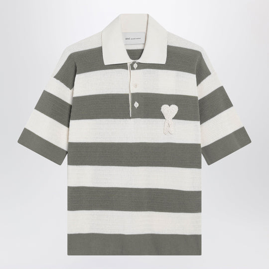 Ami De Coeur Striped Cotton Knit Polo Shirt
