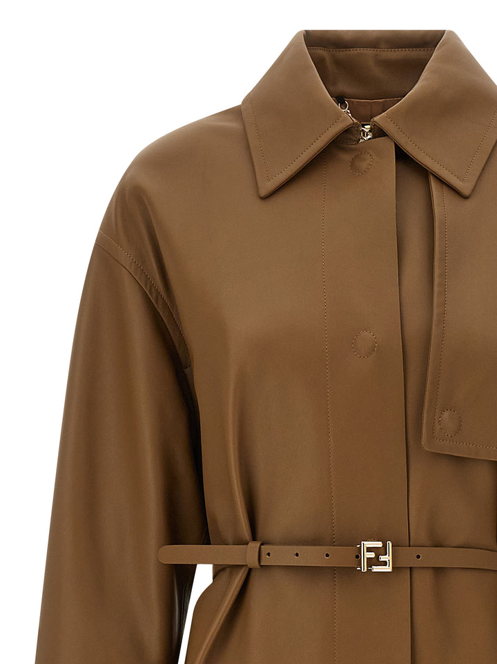 Fendi Nappa Trench Coat Trench e Impermeabili - Marrone | 83ad064d4c5ed87338f8c638dc7629ad93b0744f