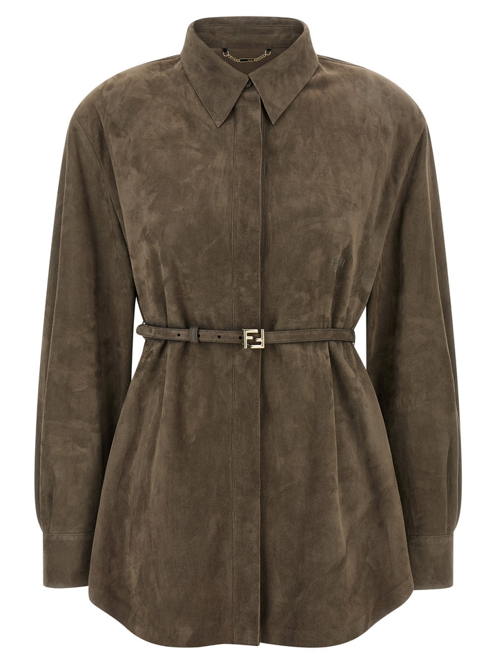 Fendi Suede Shirt Camicie - Grigio | 1d613e32aa5402fd10e37cbbbee6af4a317cd7a9