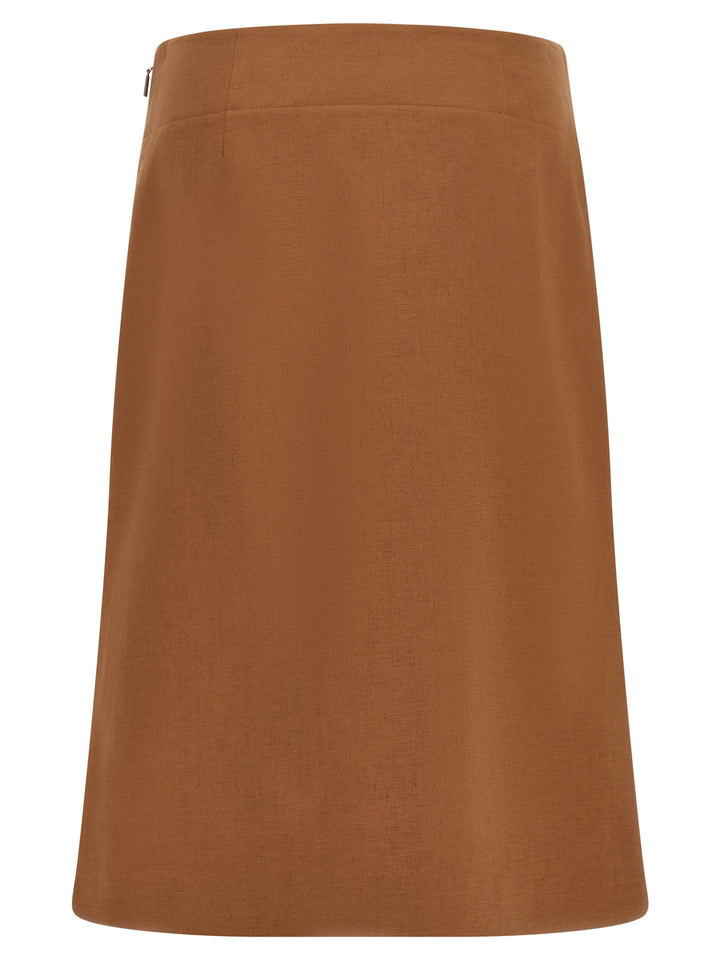 Fendi New Linen Gonne - Marrone | 43750391cfcb86b8080a3cd32d1e11ea1aabe824