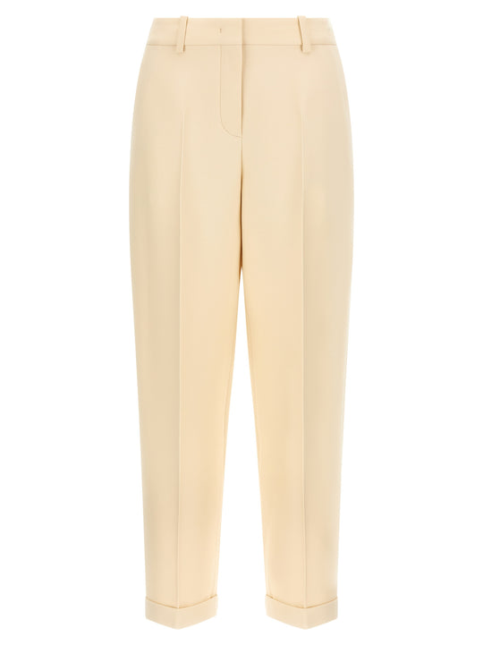 Wool And Silk Pantaloni Beige