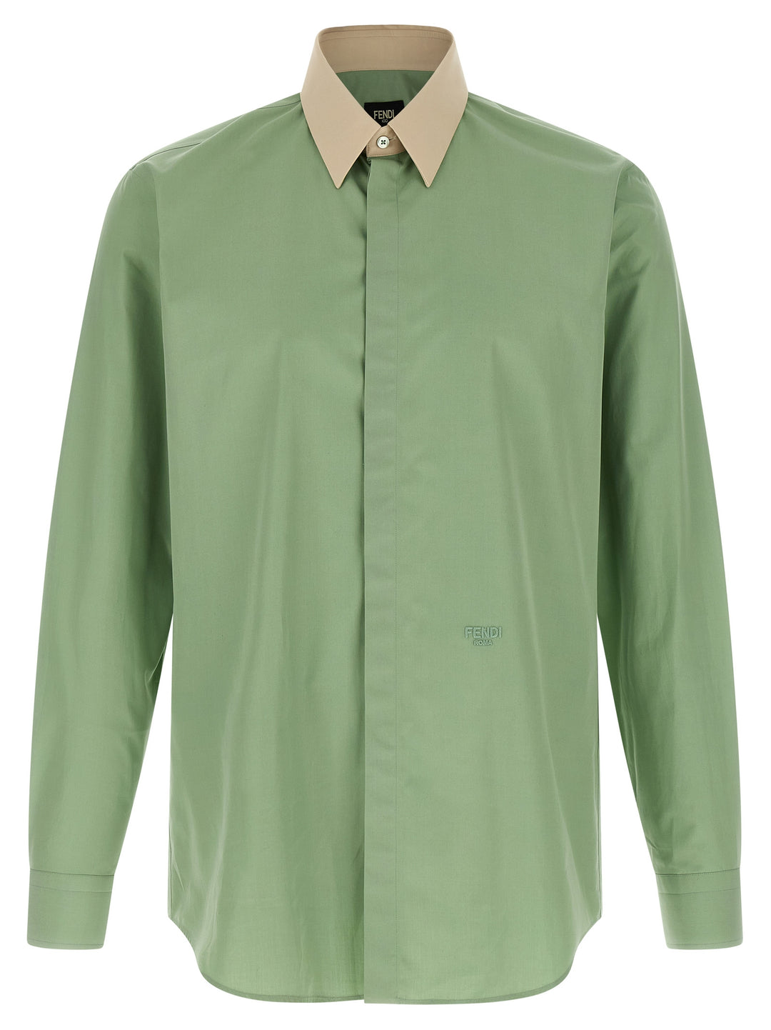 Fendi Contrast Collar Shirt Camicie - Verde | eba27f55838a15a91af0c95c0af5a7e4a5c91536