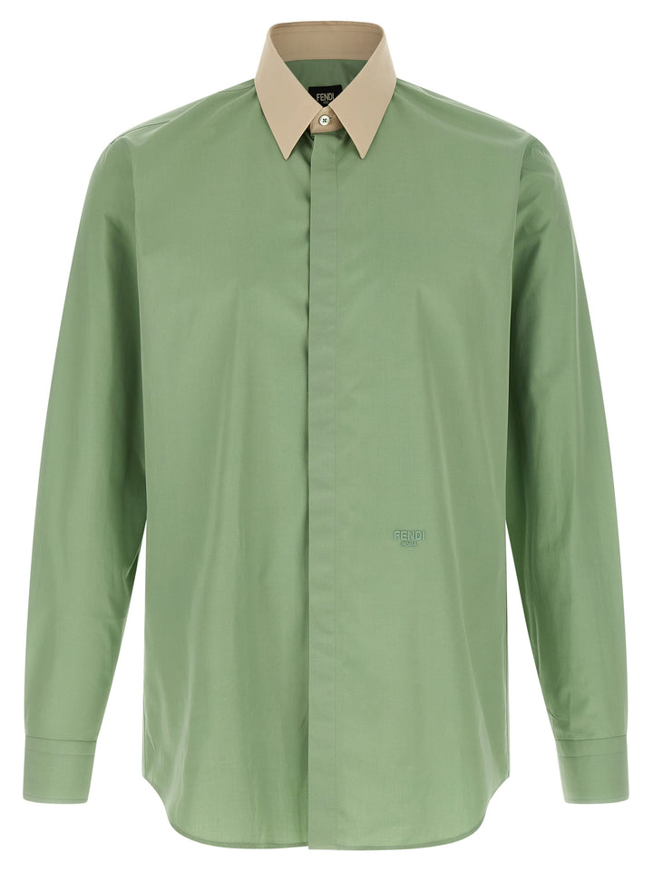 Fendi Contrast Collar Shirt Camicie - Verde | eba27f55838a15a91af0c95c0af5a7e4a5c91536