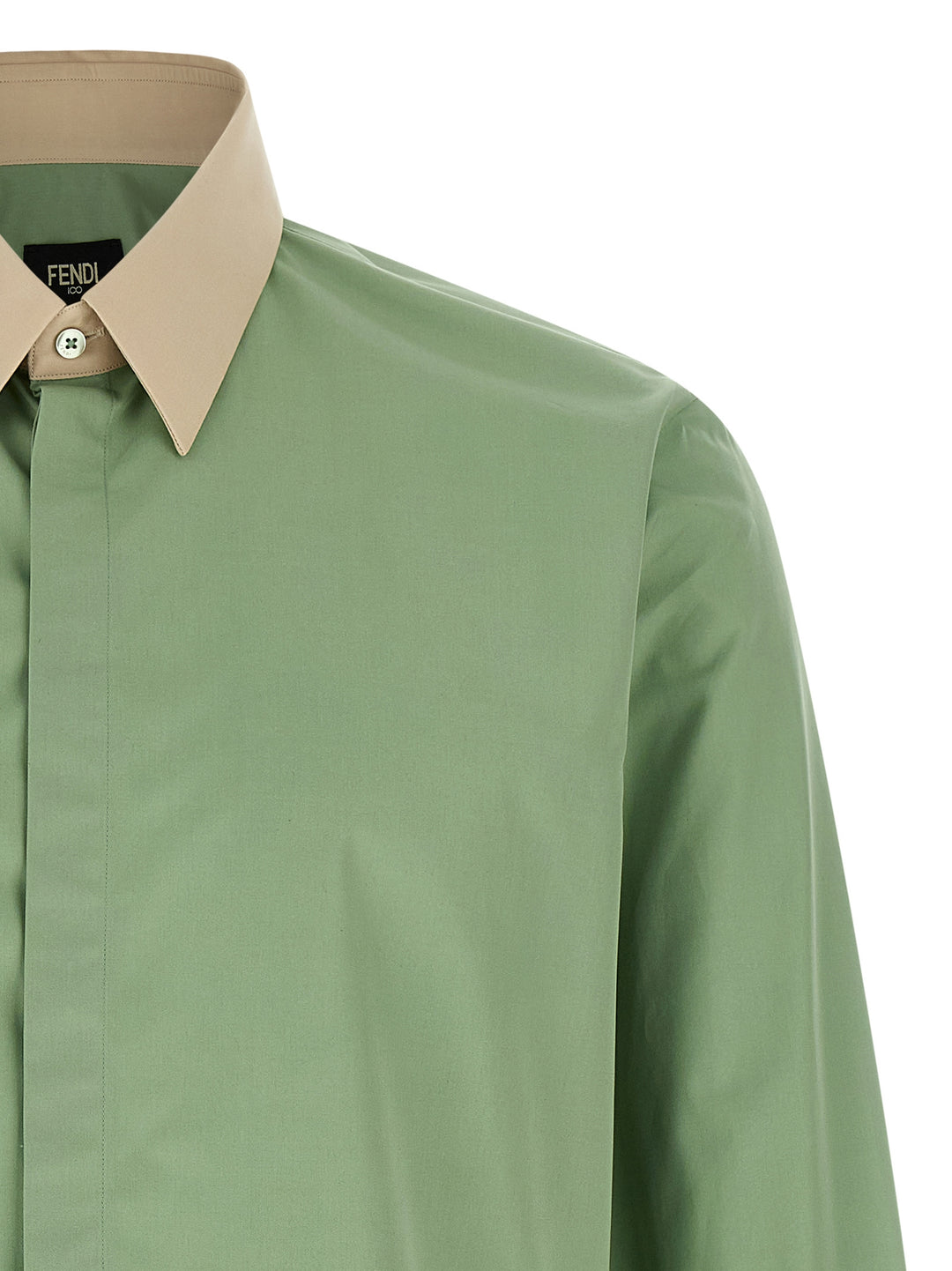 Fendi Contrast Collar Shirt Camicie - Verde | 0249a739d035eb69c76a8e9db3d9d2af99174e00