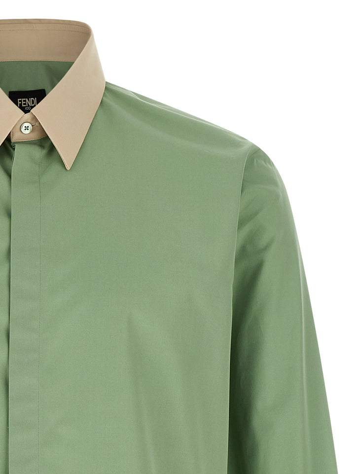 Fendi Contrast Collar Shirt Camicie - Verde | 0249a739d035eb69c76a8e9db3d9d2af99174e00