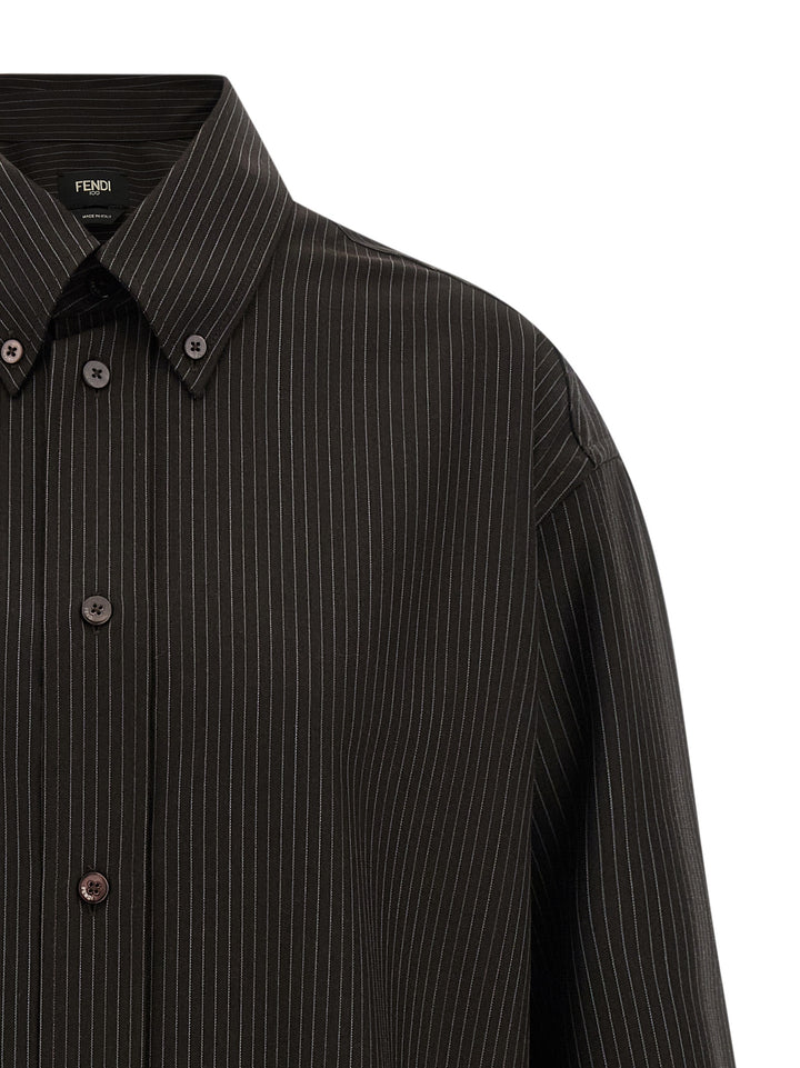 Fendi Wool And Lace Shirt Camicie - Marrone | 7b9f51d6db4646f1ab95c2154197ba83b5566733