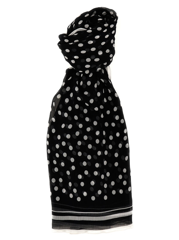 Polka Dot Chiffon Scarf Sciarpe Bianco/Nero