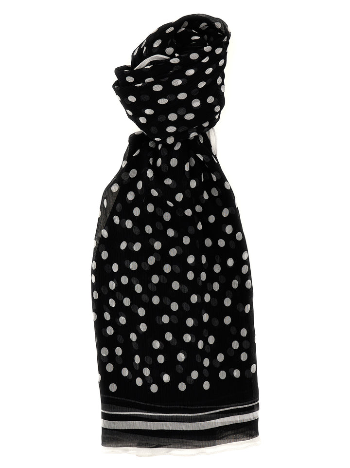 Dolce & Gabbana Polka Dot Chiffon Scarf Sciarpe - Bianco/Nero | f6fd3e2f5566d5c241d16c55fbc9371a79c79685