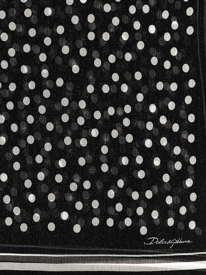 Dolce & Gabbana Polka Dot Chiffon Scarf Sciarpe - Bianco/Nero | f4514e308105f0ec04eea6187410689254d4e3ef