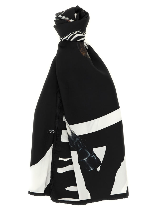 Zebra Print Scarf Sciarpe Bianco/Nero