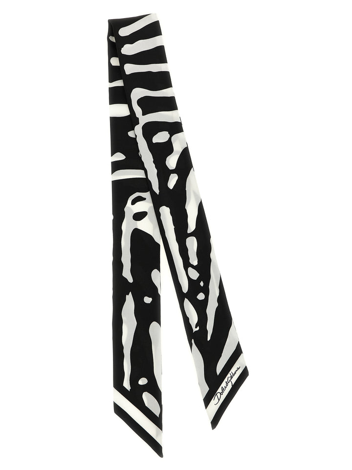 Dolce & Gabbana Zebra Print Scarf Sciarpe - Bianco/Nero | e0364b52e75c59fb2383dd8f2b7aea31a0af1f05