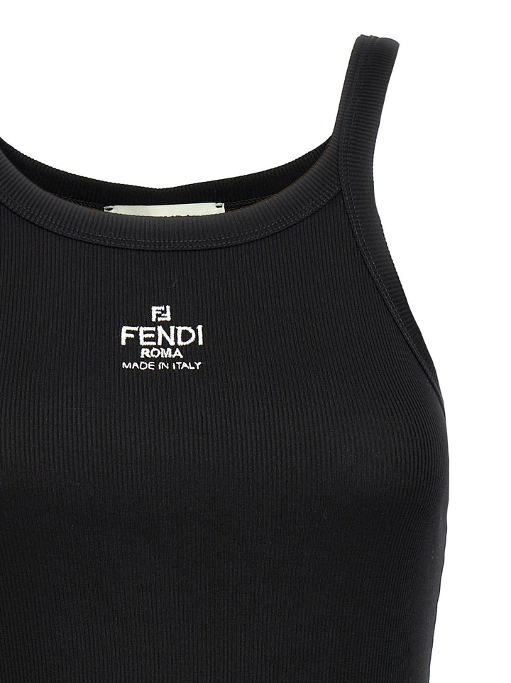 Fendi Logo Tank Top Top - Nero | bacd040f999656baca2e541584382bdee321e0b8