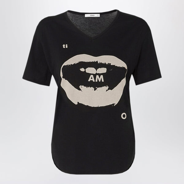Black Jersey T-Shirt With ‘Ti Amo’ Print