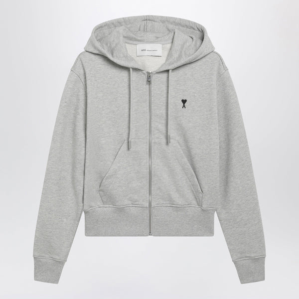 Light Grey Ami De Coeur Zip-Up Sweatshirt In Cotton