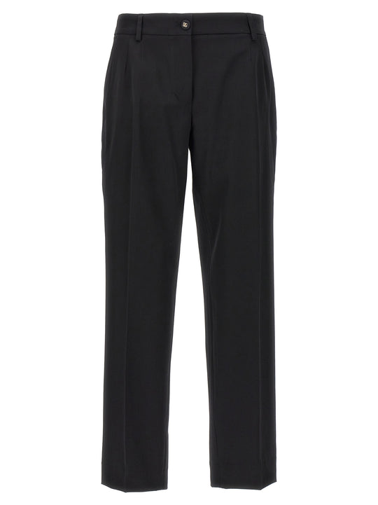 Wool Canvas Trousers Pantaloni Nero