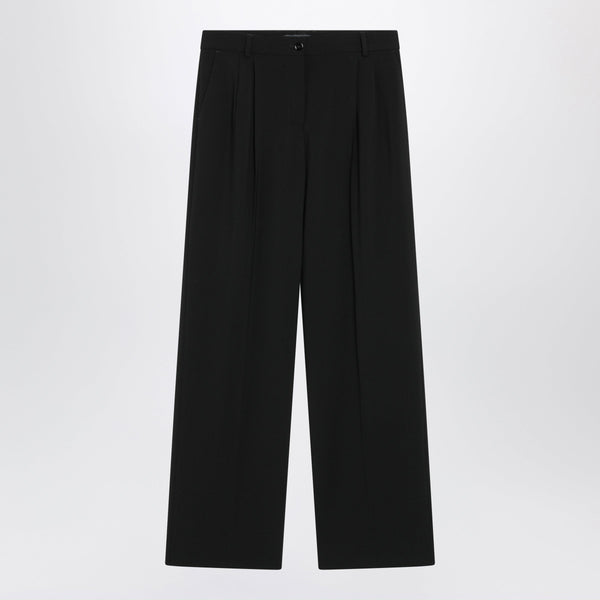 Double Pinch Black Virgin Wool Trousers