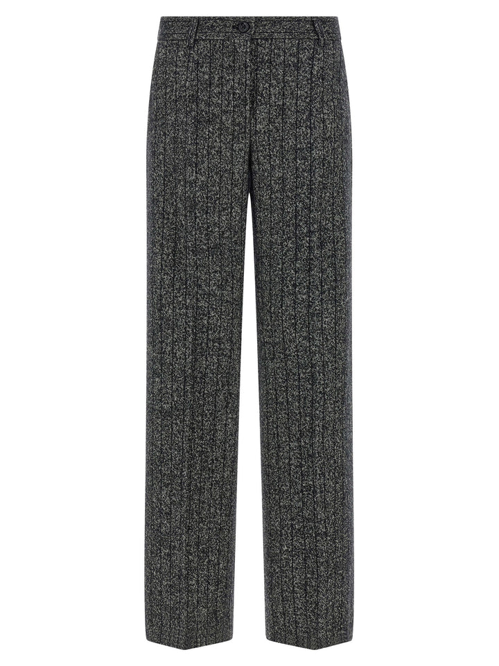 Dolce & Gabbana Striped Wool Pantaloni - Bianco/Nero | 2ed816090c4da6115fd37a5554e1fdcf4db77276