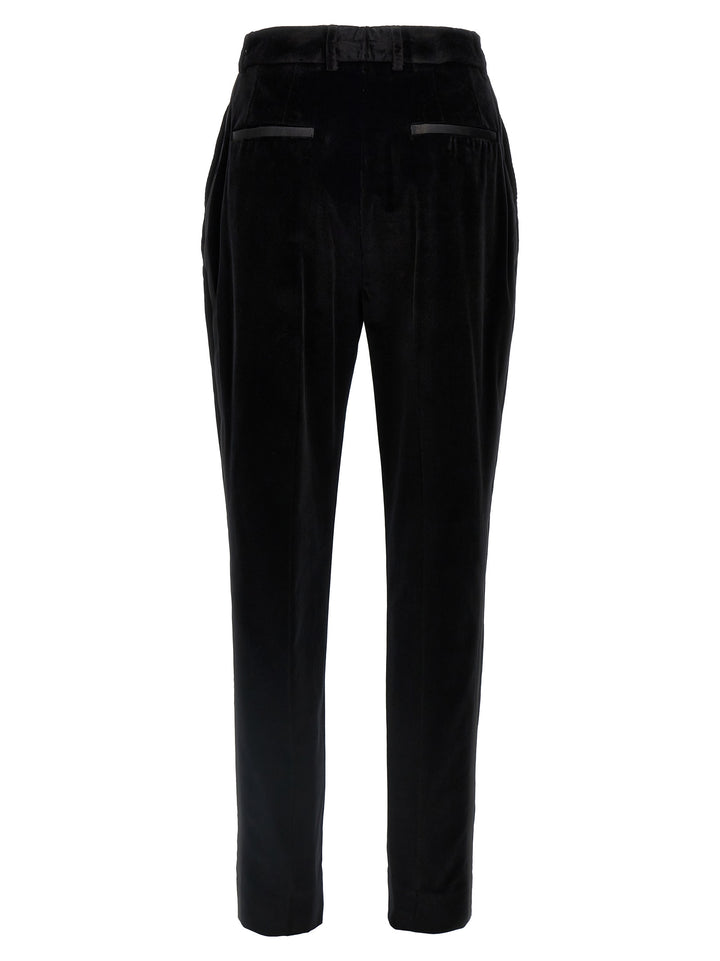 Dolce & Gabbana Velvet Tuxedo Pantaloni - Nero | 31cd57fa6cf04737194722f7498874273310c3d0