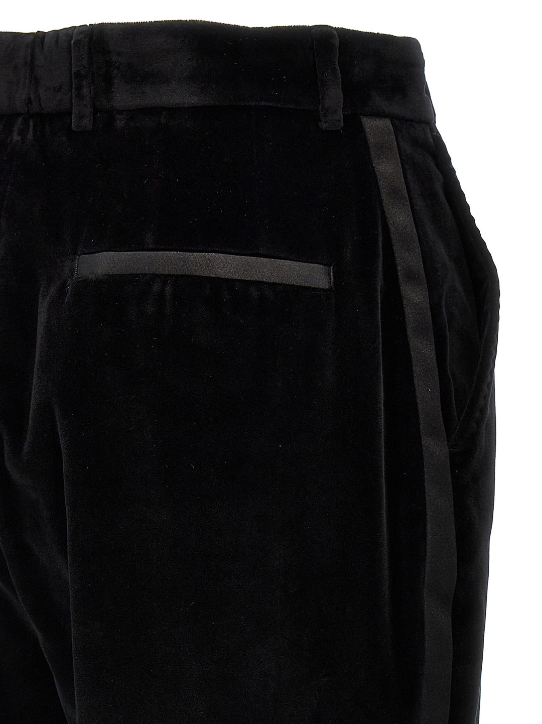 Dolce & Gabbana Velvet Tuxedo Pantaloni - Nero | 09769ecf894e10f224f2c99c70d6e44f8b6ff7a1