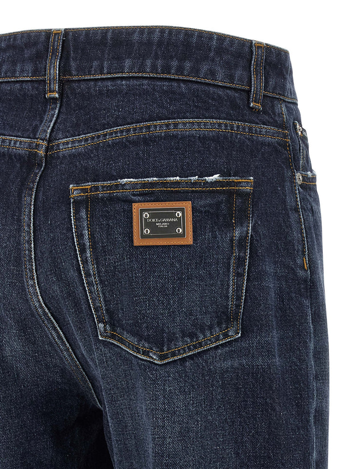 Dolce & Gabbana Logo Tag Jeans - Blu | 54133d4195fc3b0957dbb13c39657b58a40bb798