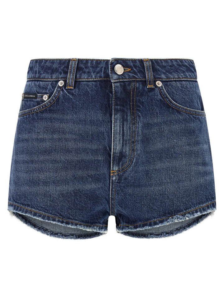 Dolce & Gabbana Logo Plate Shorts Bermuda e Short - Blu | 55582a35e528fdf78da9ac21a4e38aff0b6ca1fa