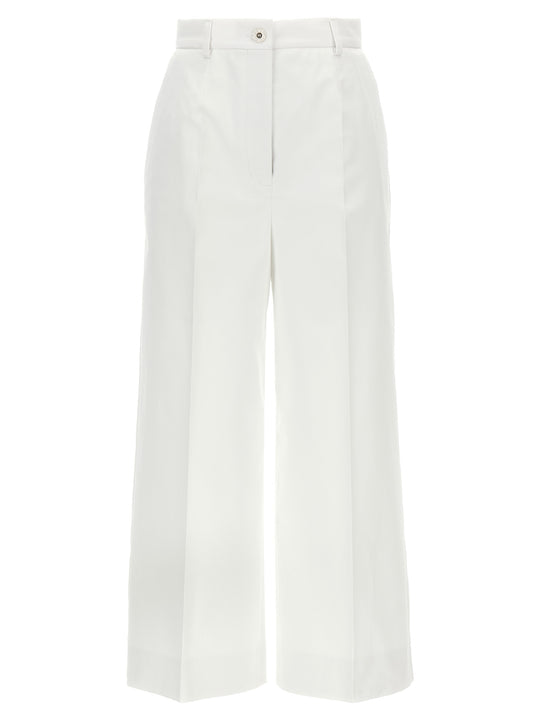High Waist Cotton Pantaloni Bianco