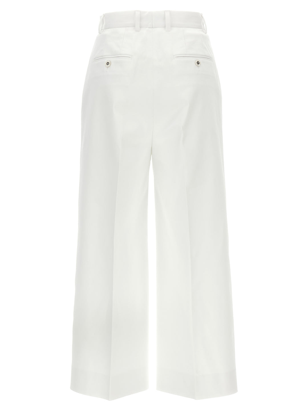 Dolce & Gabbana High Waist Cotton Pantaloni - Bianco | 6a40143fd333a33705657bba83c49e04b2949b5e