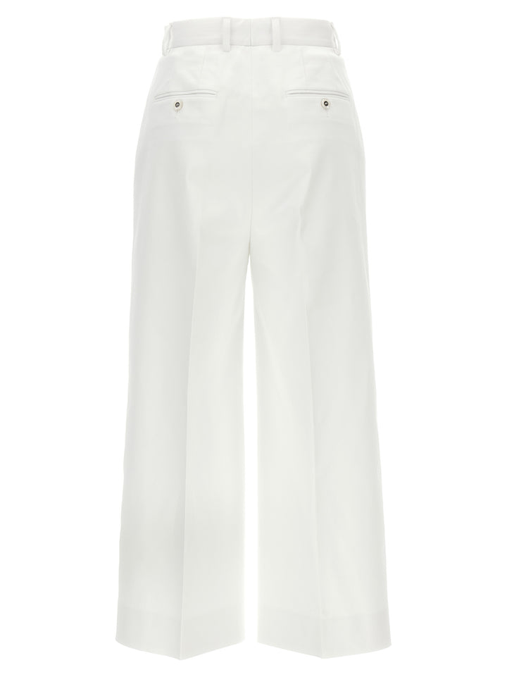 Dolce & Gabbana High Waist Cotton Pantaloni - Bianco | 6a40143fd333a33705657bba83c49e04b2949b5e