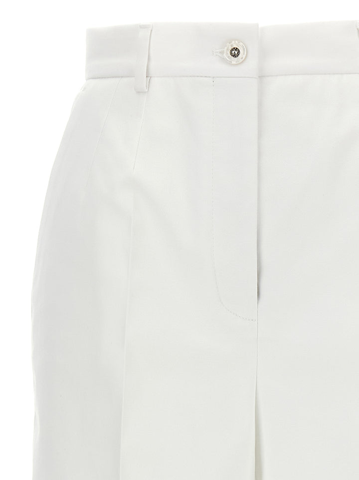 Dolce & Gabbana High Waist Cotton Pantaloni - Bianco | 9db6e94c2dacd736d23932e9be44007ee0fcc508