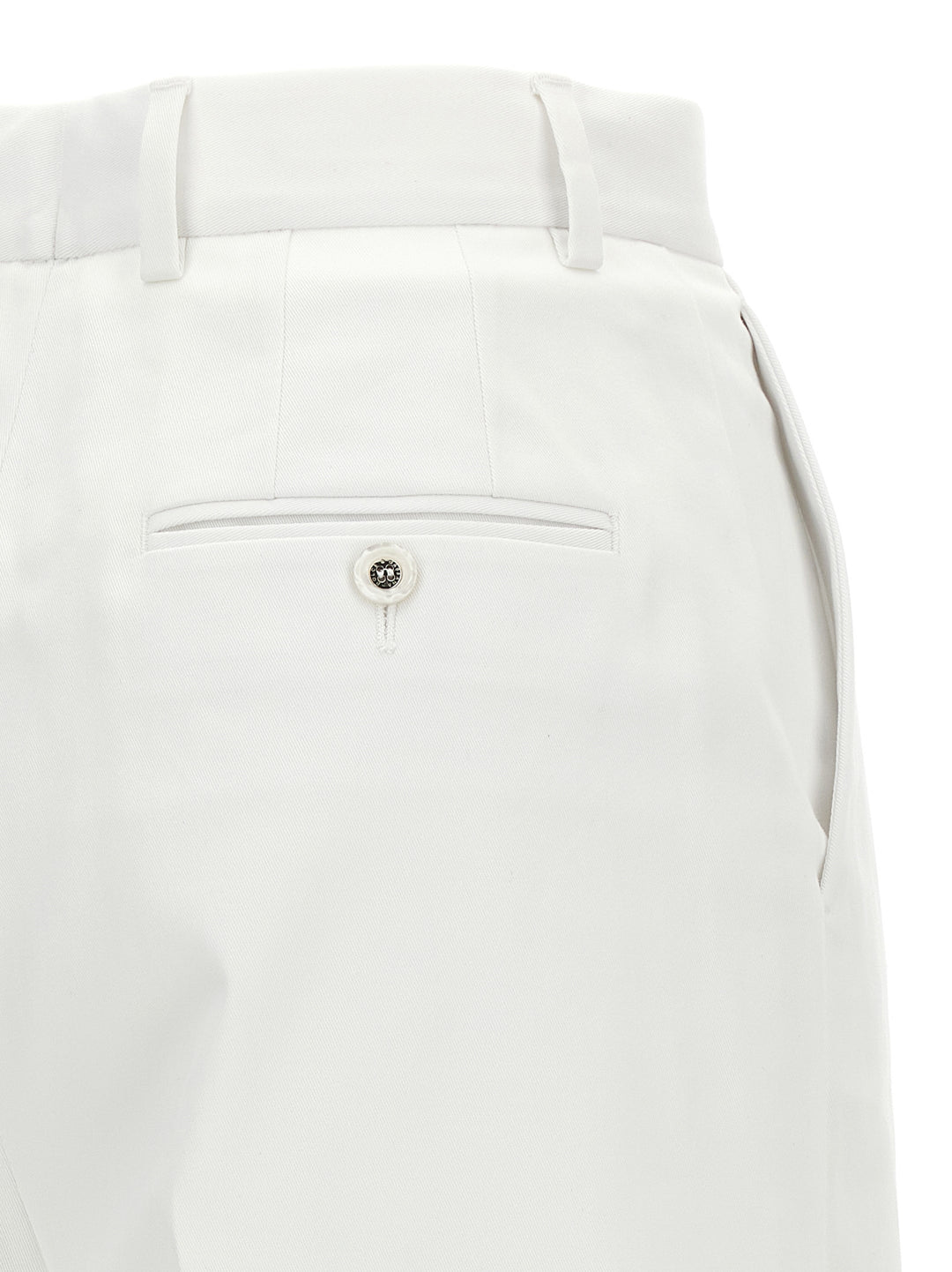 Dolce & Gabbana High Waist Cotton Pantaloni - Bianco | 6c904fd7ece42ad00edb4f5a2fda7feee3ab0739