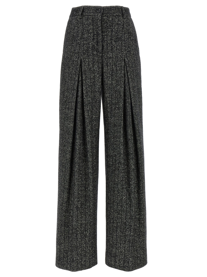Dolce & Gabbana Striped Wool Pantaloni - Bianco/Nero | 154368777bbb8d73a5b33f9378f9755e05e795e8